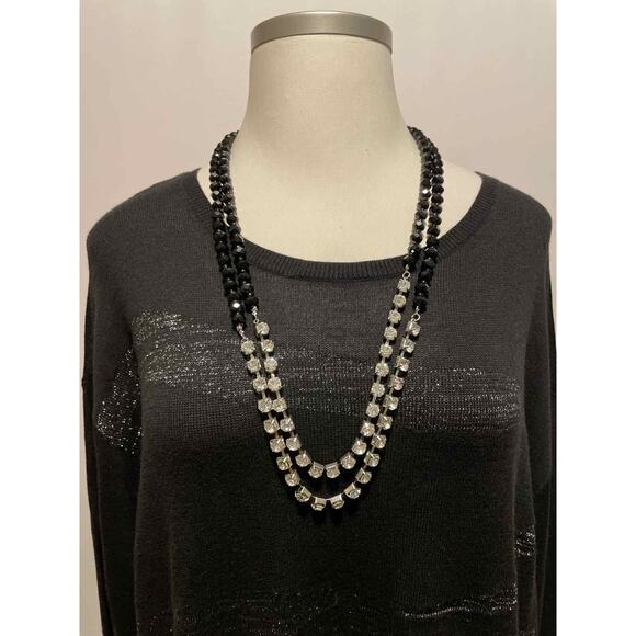 Size 2X Sejour Black and Silver Print Casual Top - Picture 4 of 4